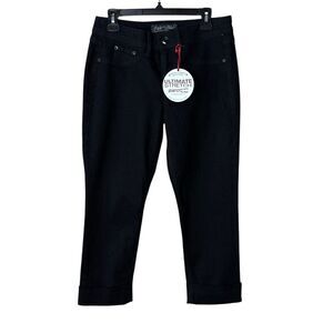 NEW Fade to Blue Denim Jeans Womens Size 10 Black Cuffed Ultimate Stretch Casual